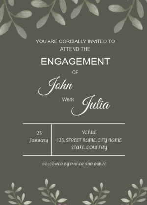 Latest Engagement Card, leaves pattern best e invitation