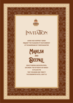 Digital Wedding invitation card, bold floral frame, decent colors
