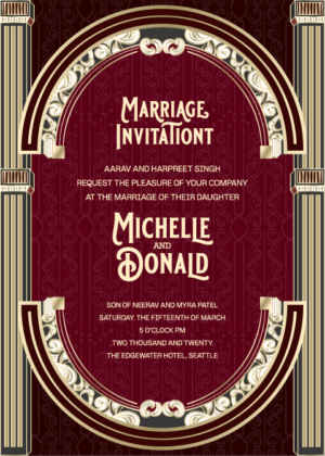 Vintage Marriage Invitation Card e invitation