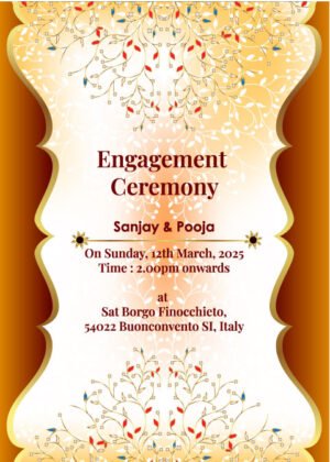 Engagement Ceremony card, beautiful curve and shining golden border