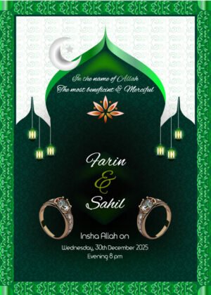 Muslim wedding invitation card, Create digital Muslim e invite online