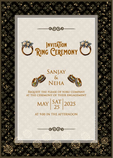 Premium Vector | Save the date with golden wedding rings invitation
