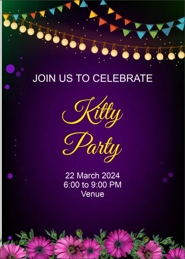 Kitty party invitation card design