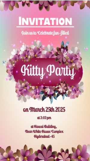 Online Kitty party invitation card.