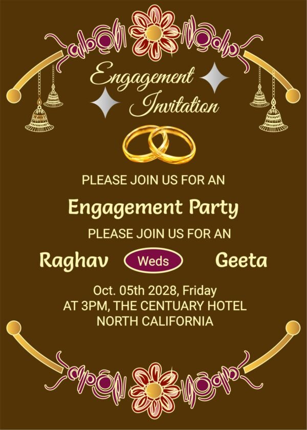 Indian Engagement invitation card design.