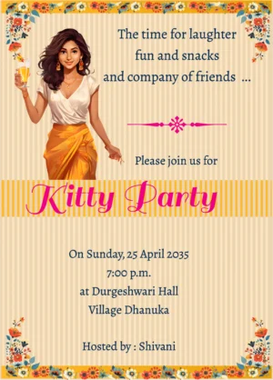 Free kitty party invitation, create online.