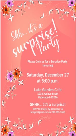 Surprise party invitation card design