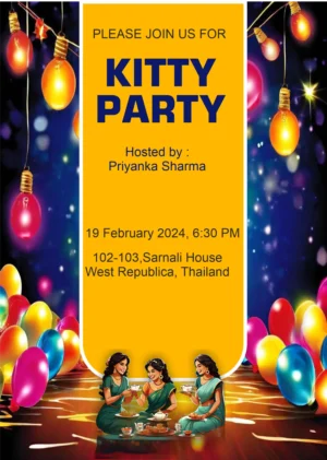 Invitation for kitty party, fully customizable invitation template