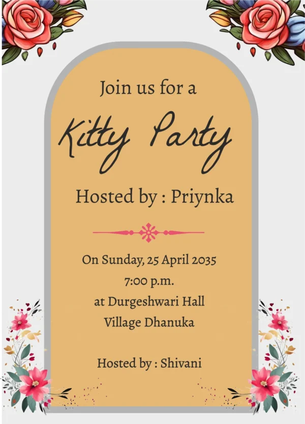 kitty party invitation card template