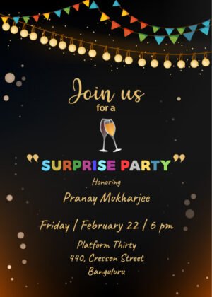 Surprise party invitation edit online
