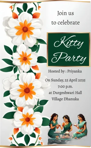 Kitty party invitation template, Beautifully crafted, latest unique design.