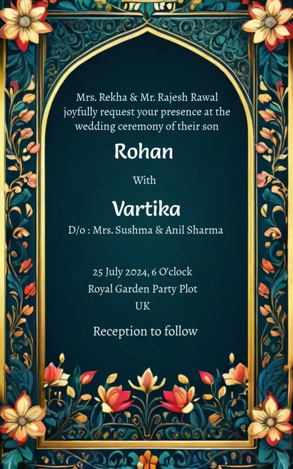 Online editable wedding invitation card design.
