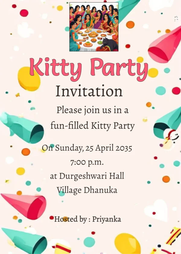 fun filled kitty party invitation