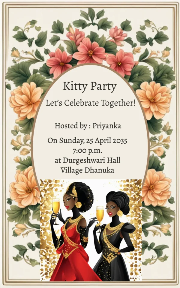 Funny Kitty Party Invitation Card Template