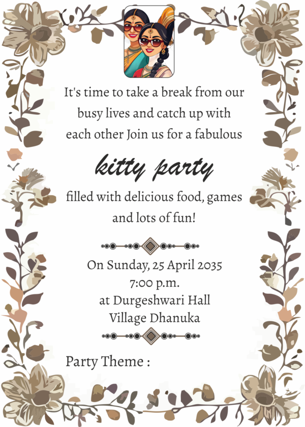 Free kitty party invite template.