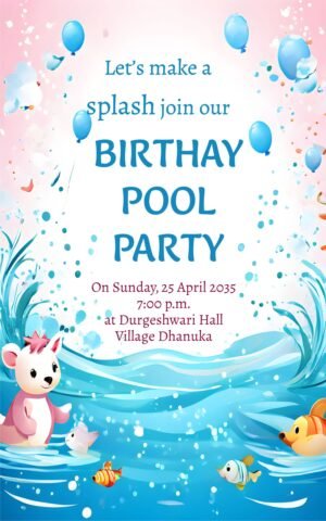 Birthday Pool Party Invitation Card