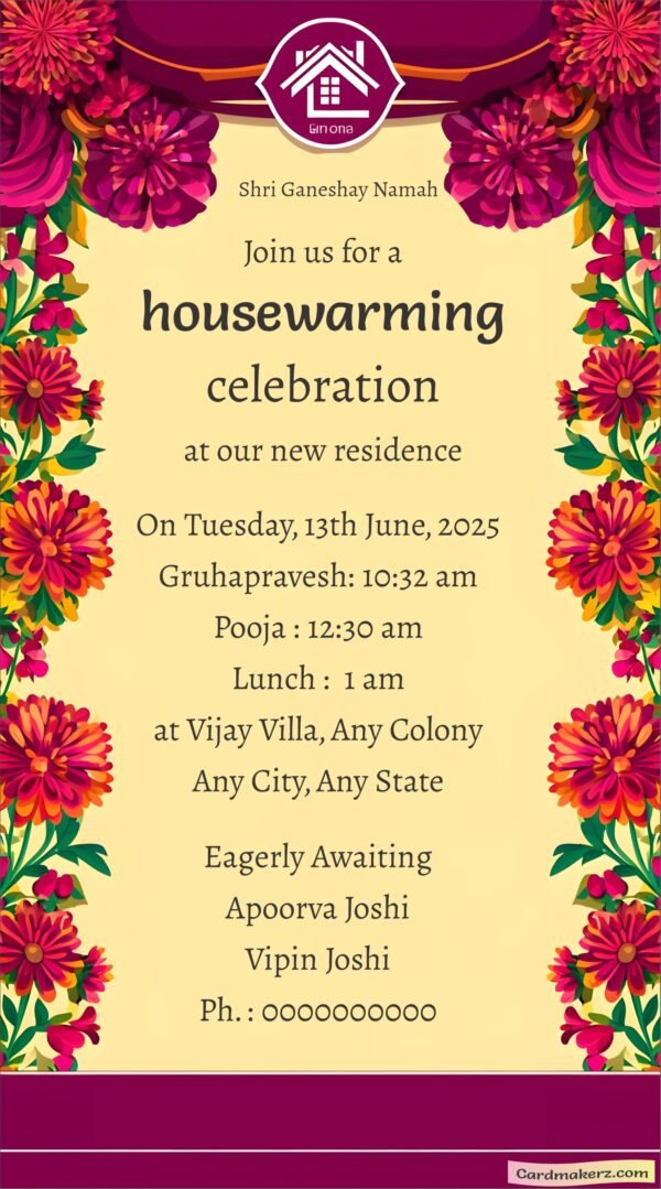 Gruh Pravesh Invitation Card