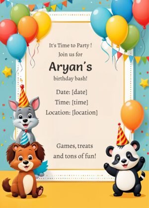 Editable birthday invitation with photo template.