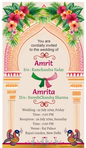 Wedding E Invite template for online editing.