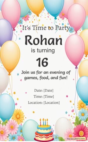 Sweet Sixteen Birthday Invitation template,