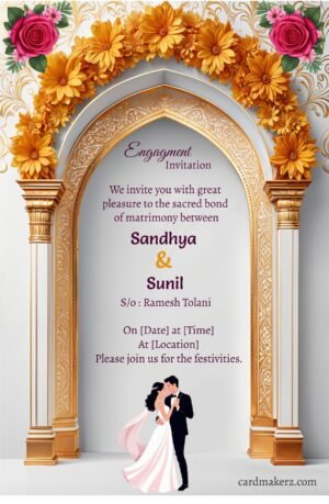 caricature engagement invitation card