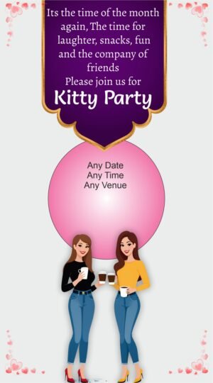 Ladies enjoying party logo and sober background for whatsapp kitty party card.