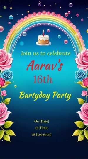 Free and editable birthday party invitation,