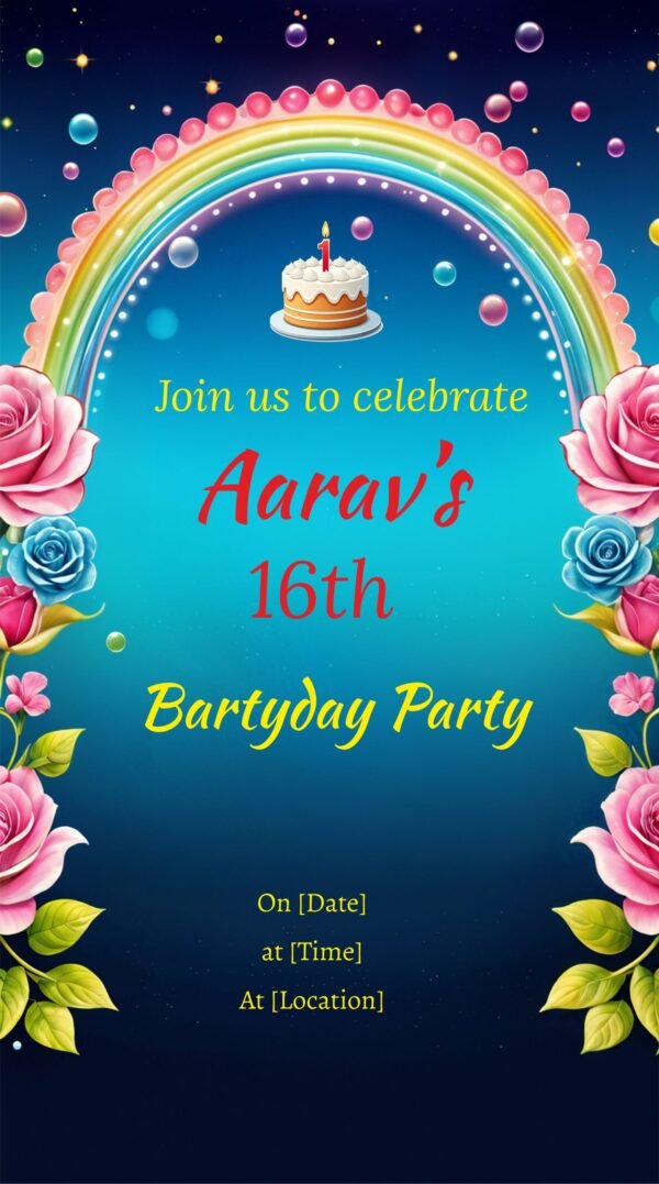 Free and editable birthday party invitation,