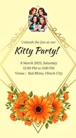 Free Online Floral themed kitty party invitation