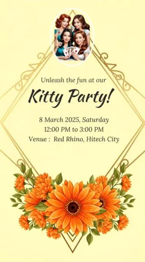 Free Online Floral themed kitty party invitation